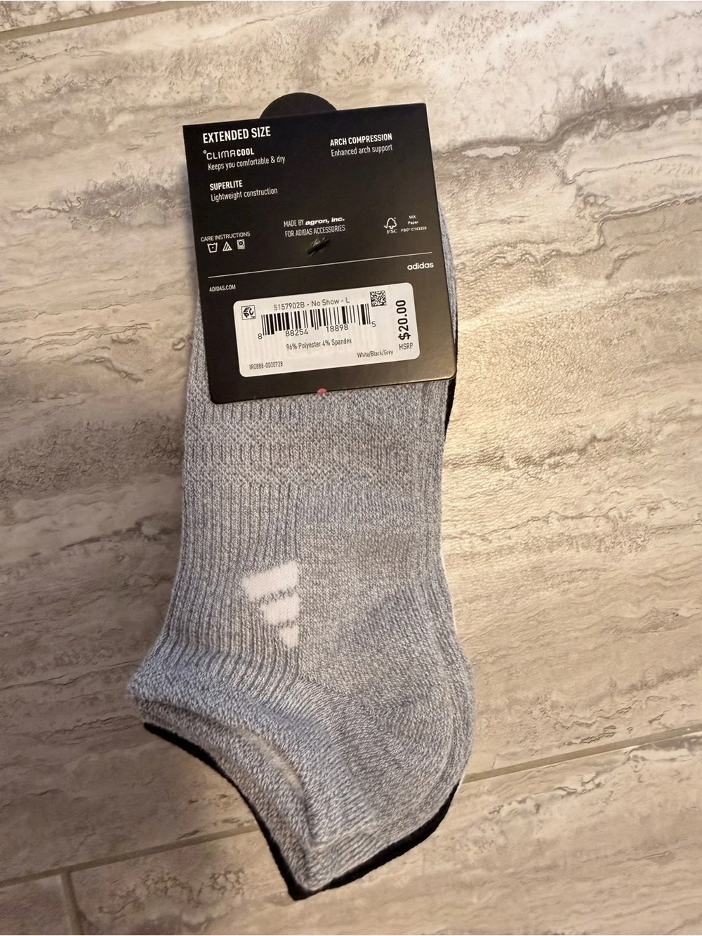 adidas White & Black Women's No-Show Athletic Socks - 6 Pack
